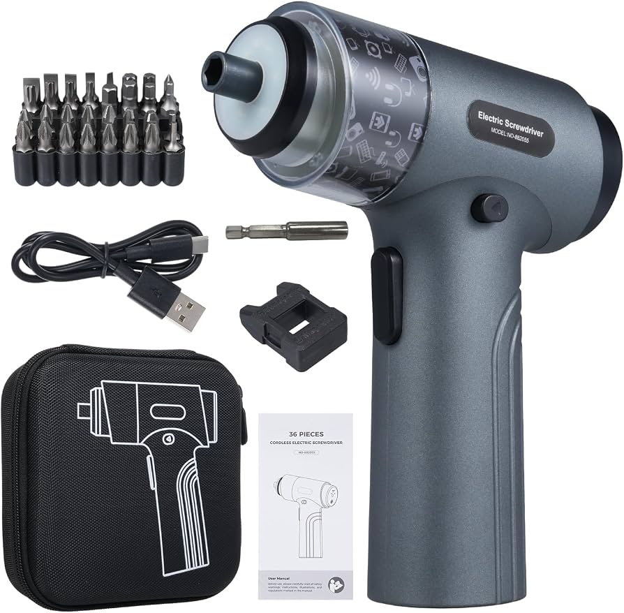 Creality Cordless Screwdriver Kit (Includes Case, Charge cable, 32 bits)