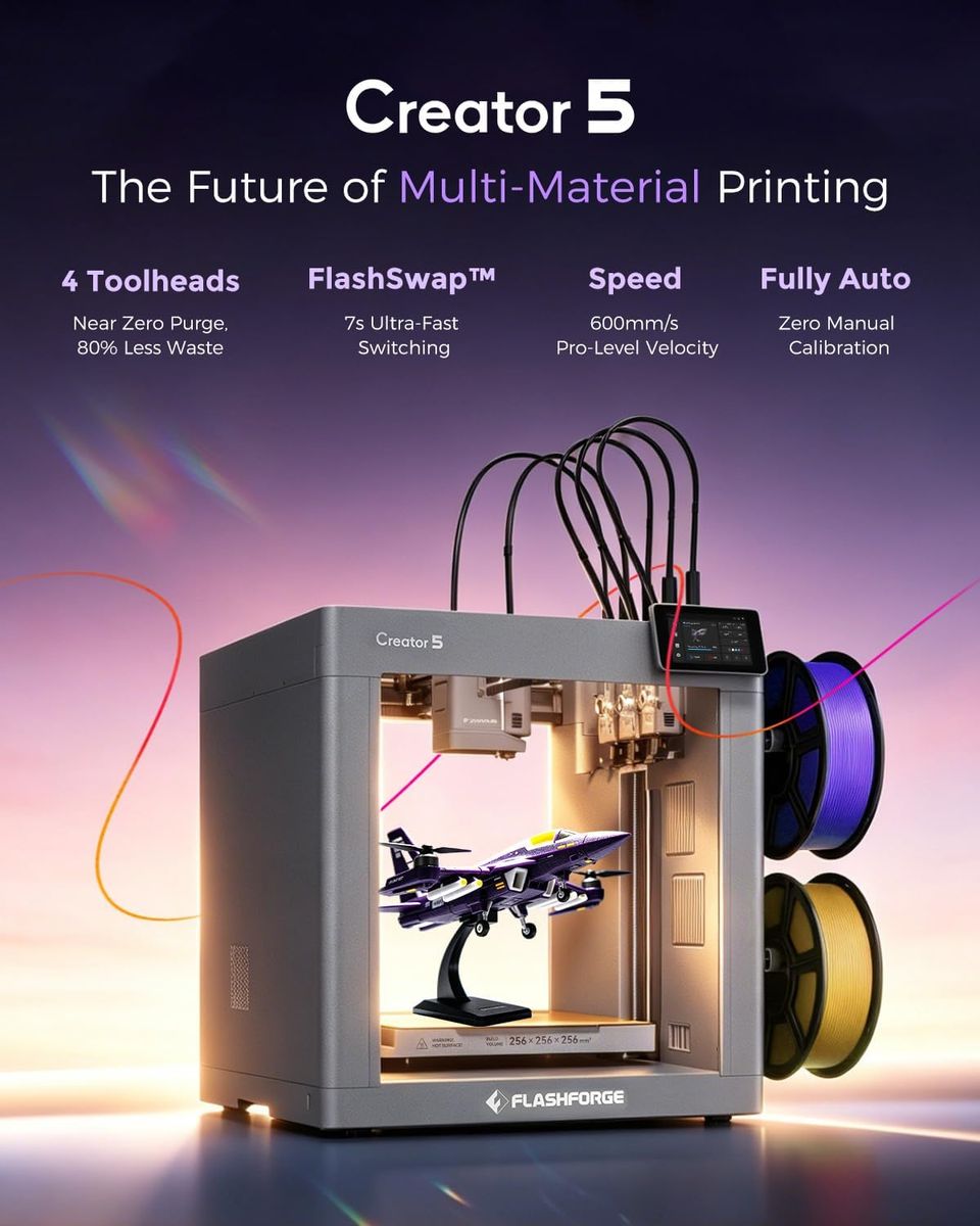 Flashforge Creator 5 - 4-Toolhead Multi-Colour 3D Printer