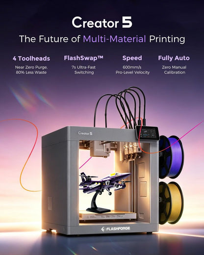 Flashforge Creator 5 - 4-Toolhead Multi-Colour 3D Printer